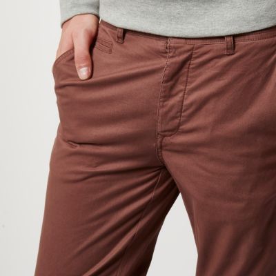 Dusty red slim chino trousers